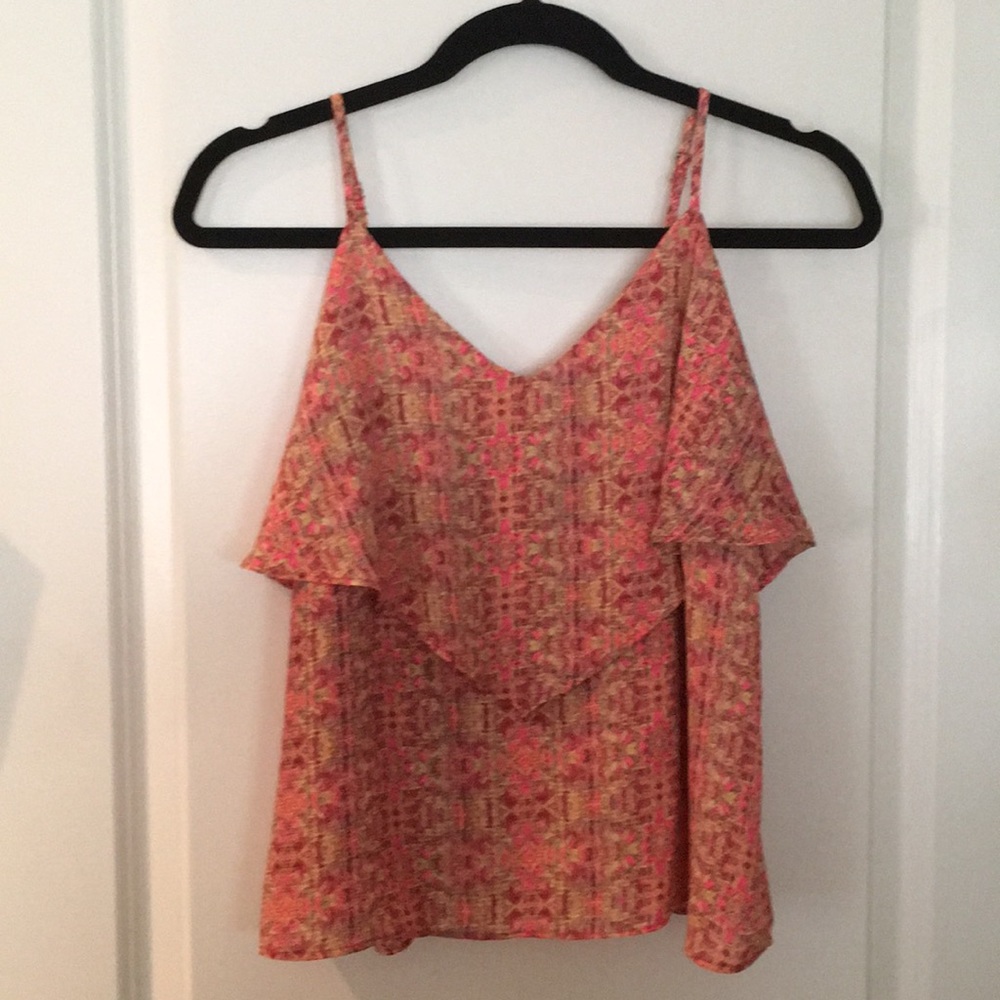 Forever 21 chiffon tank top with ruffle overlay